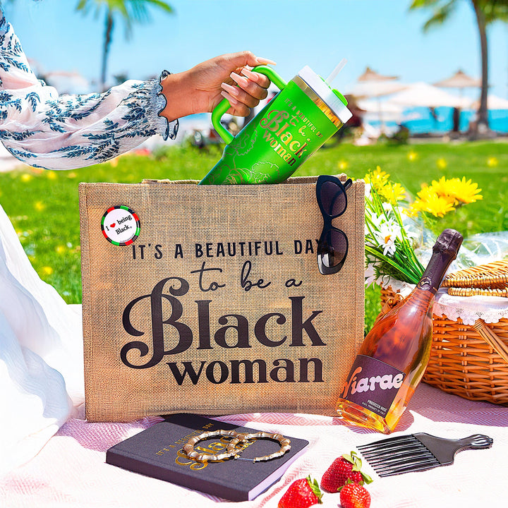"Legacy Green" 40oz Insulated Tumbler – “It’s a Beautiful Day to Be a Black Woman”
