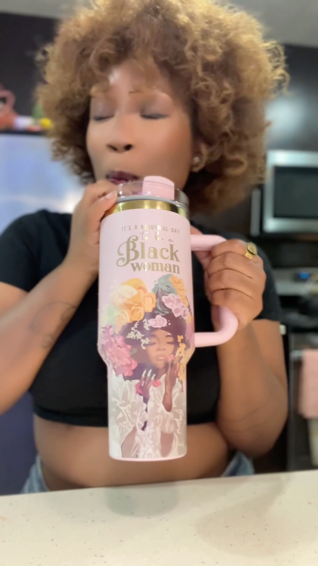 Pink “Royalty Blossomed” 40oz Insulated Tumbler – "It’s a Beautiful Day to be a Black Woman"