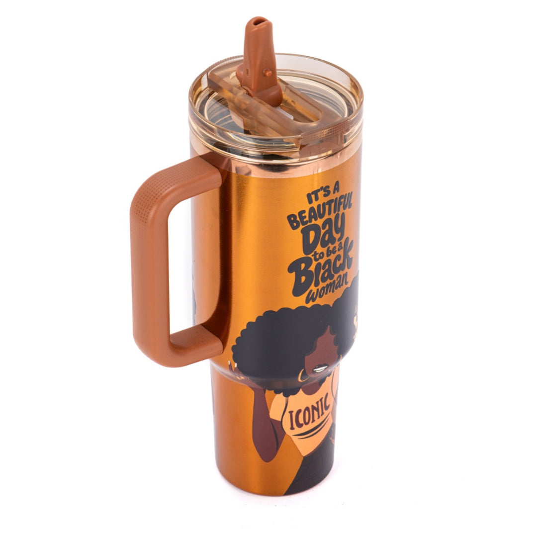Limited Edition "Iconic" HydraLock™ Leakproof Tumbler – 40oz – It's a Beautiful Day to Be a Black Woman