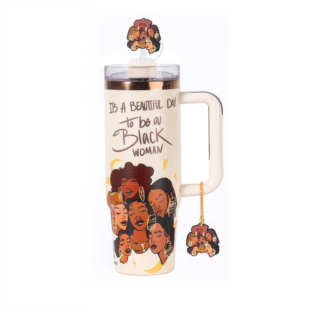 Limited Edition "Crème Brûlée" Cream FlowSip™ Insulated Tumbler – Pinklomein x Cecilia's House