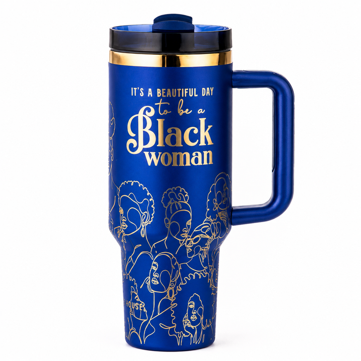 "Blue Reign" FlowSip™ Insulated Tumbler – Gold engraving