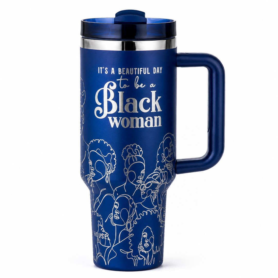 "Blue Reign" FlowSip™ Insulated Tumbler – Silver engraving