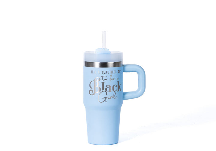 "Blue Skies" 14oz Insulated Tumbler - "It's a Beautiful Day to be a Black Girl" | PRE-ORDER SHIPS BY 12/12/25