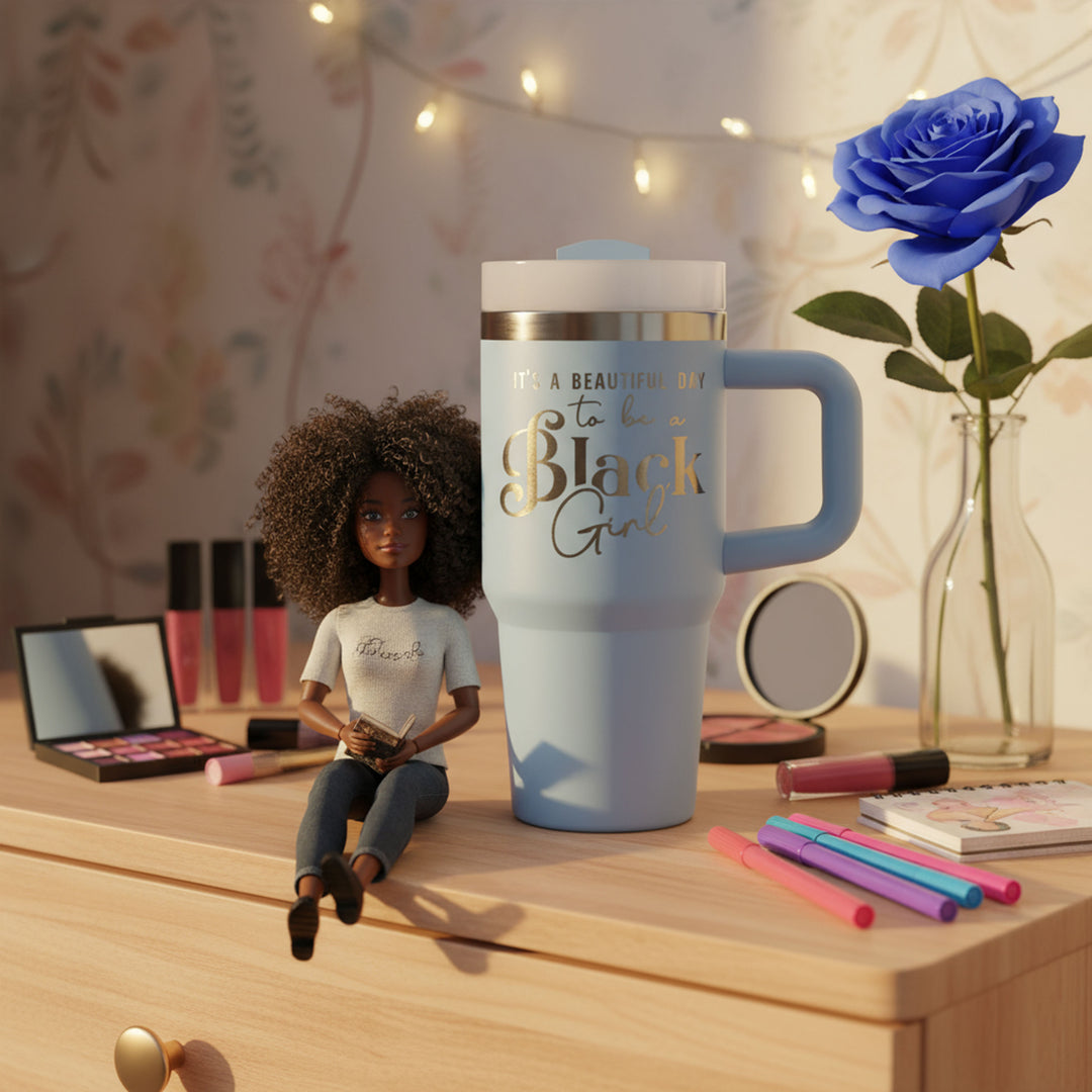"Blue Skies" 20oz Insulated Tumbler - "It's a Beautiful Day to be a Black Girl" | PRE-ORDER SHIPS BY 12/12/25