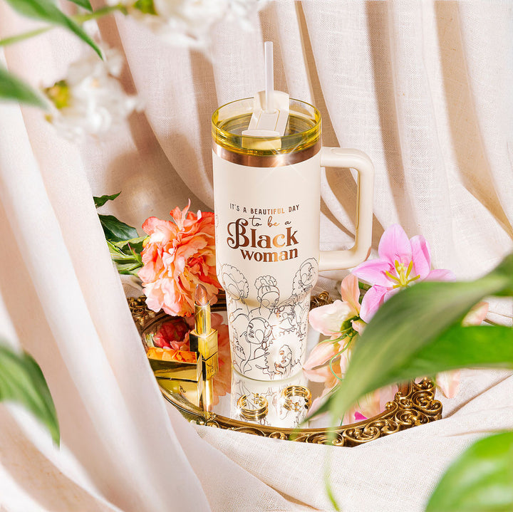 Crème de la Crème FlowSip™ Insulated Tumbler – 40oz – It's a Beautiful Day to Be a Black Woman | PRE-ORDER SHIPS 9/28/26 - 10/12/26