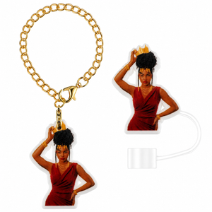 "Crimson Reign" Straw Topper & Charm Set