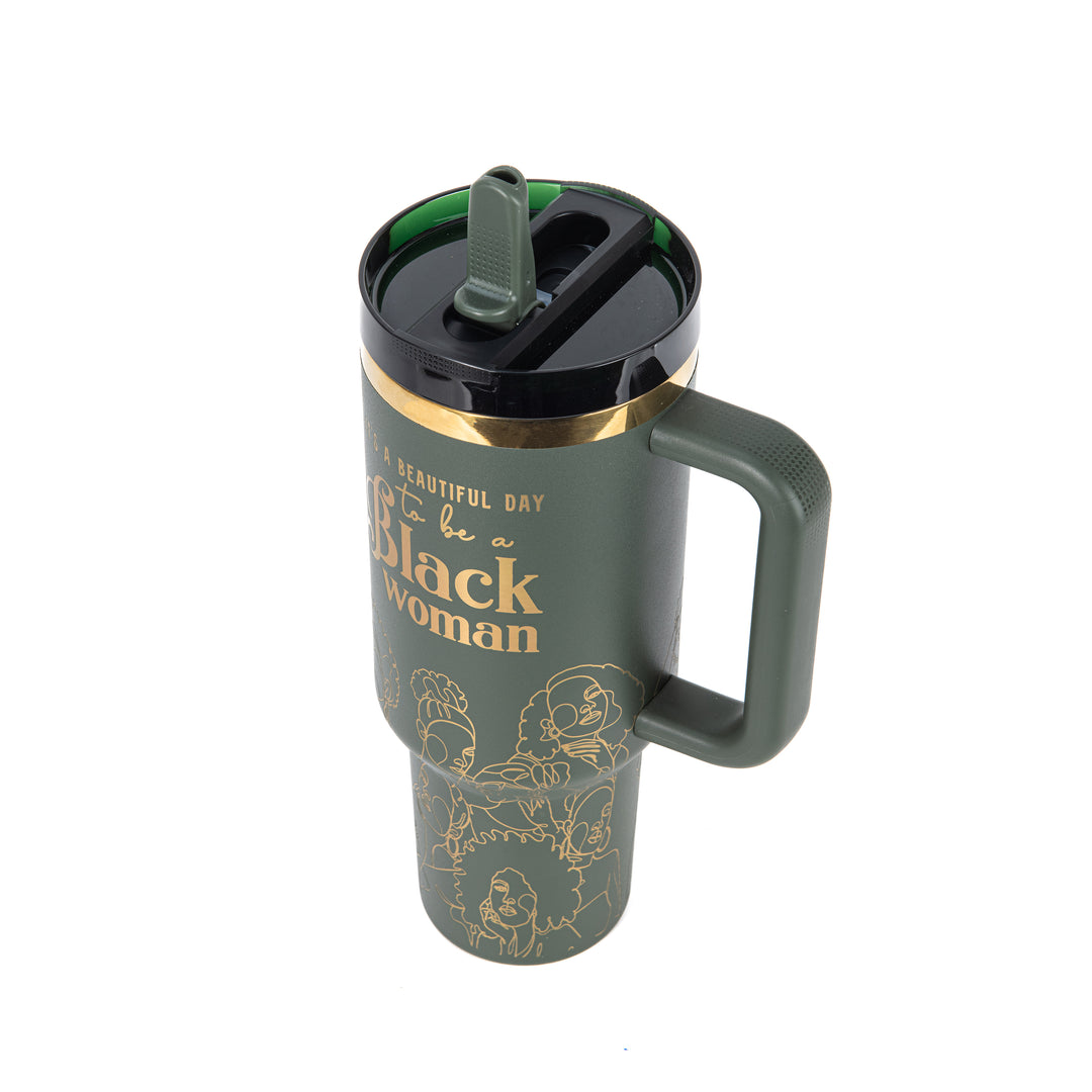 "Cypress Soul" HydraLock™ Leakproof Tumbler – 40oz – It's a Beautiful Day to Be a Black Woman | PRE-ORDER SHIPS 9/28/26 - 10/12/26