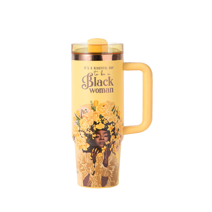Daffodil "Royalty Blossomed" FlowSip™ Insulated Tumbler – It's a Beautiful Day to Be a Black Woman | PRE-ORDER SHIPS 9/28/26 - 10/12/26
