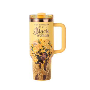 Daffodil "Royalty Blossomed" FlowSip™ Insulated Tumbler – It's a Beautiful Day to Be a Black Woman | PRE-ORDER SHIPS 9/28/26 - 10/12/26
