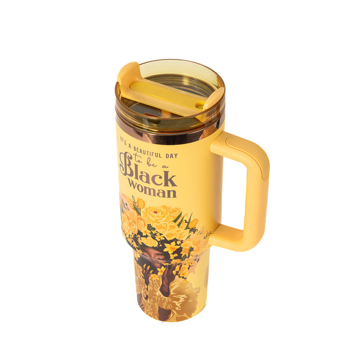 Daffodil "Royalty Blossomed" FlowSip™ Insulated Tumbler – It's a Beautiful Day to Be a Black Woman | PRE-ORDER SHIPS 9/28/26 - 10/12/26