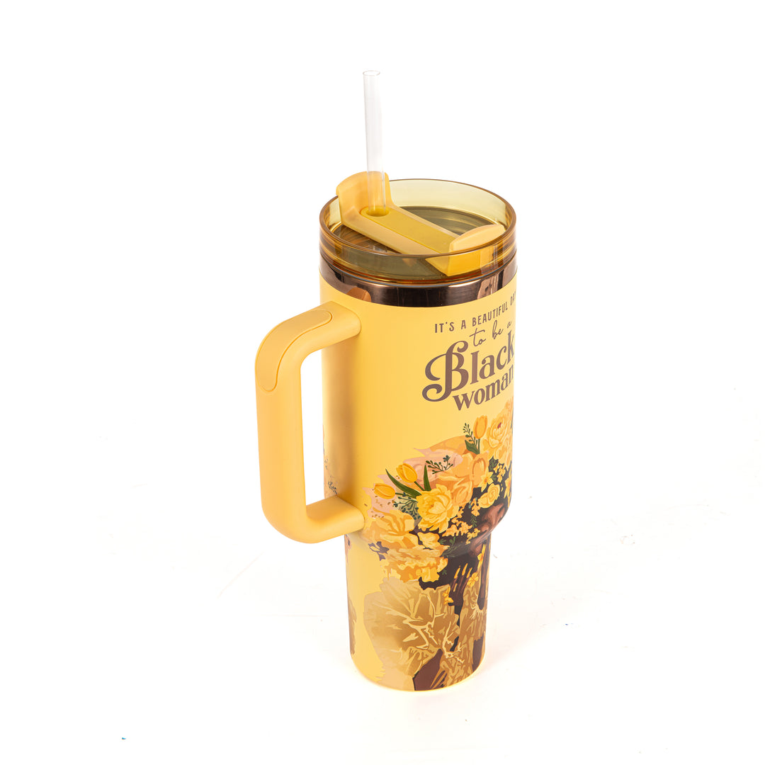 Daffodil "Royalty Blossomed" FlowSip™ Insulated Tumbler – It's a Beautiful Day to Be a Black Woman | PRE-ORDER SHIPS 9/28/26 - 10/12/26