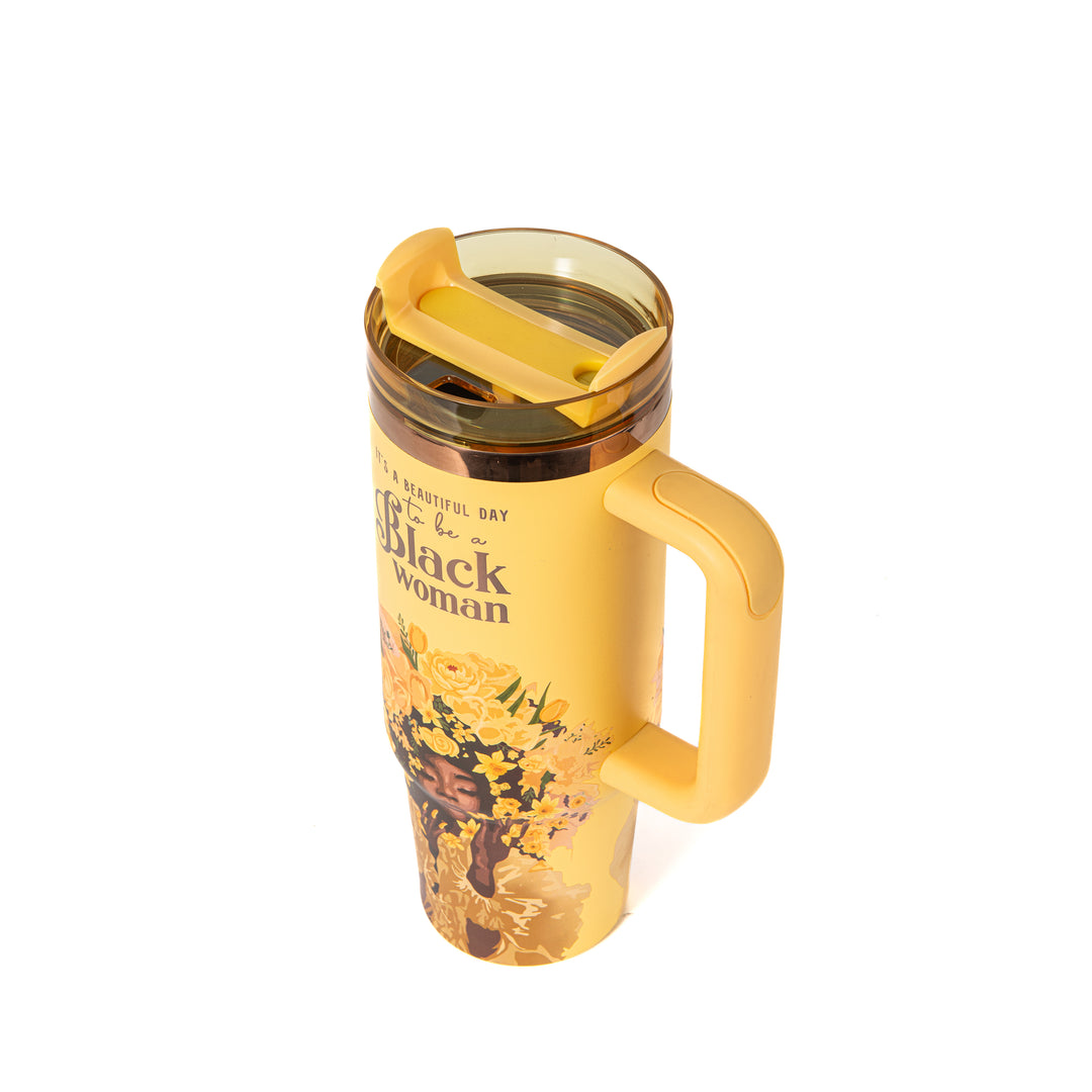 Daffodil "Royalty Blossomed" FlowSip™ Insulated Tumbler – It's a Beautiful Day to Be a Black Woman | PRE-ORDER SHIPS 9/28/26 - 10/12/26