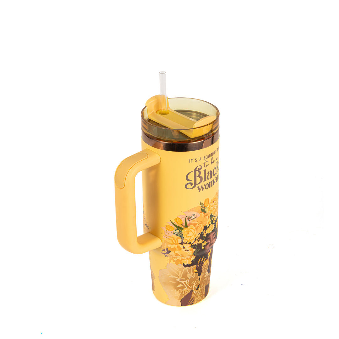 Daffodil "Royalty Blossomed" FlowSip™ Insulated Tumbler – It's a Beautiful Day to Be a Black Woman | PRE-ORDER SHIPS 9/28/26 - 10/12/26