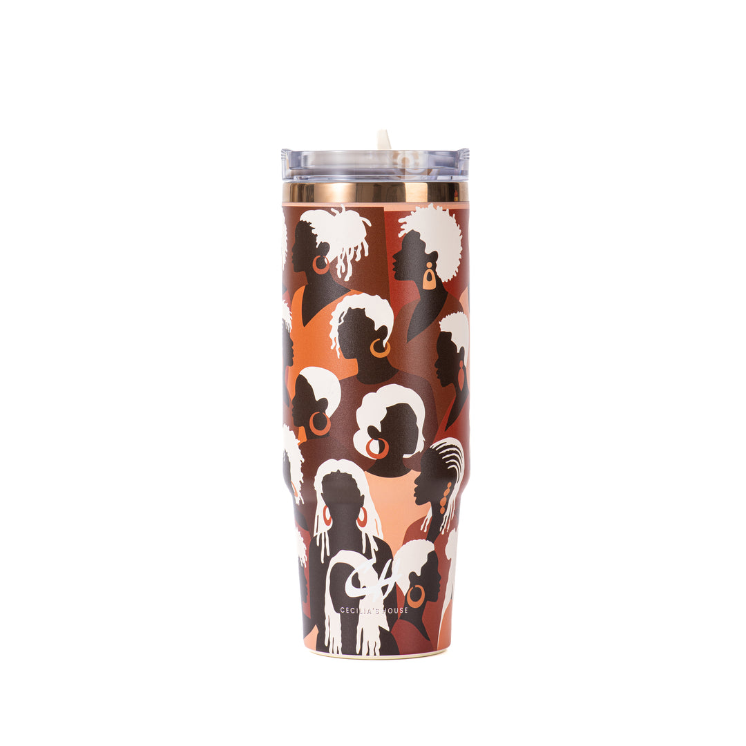 "Divine Elegance" HydraLock™ Leakproof Tumbler – 30oz – It's a Beautiful Day to Be a Black Woman