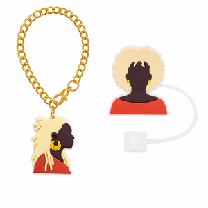 "Divine Elegance" Straw Topper & Charm Set