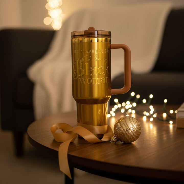 Golden Goddess Luxe HydraLock™ Leakproof Flip Straw Tumbler – 40oz (Limited Edition)