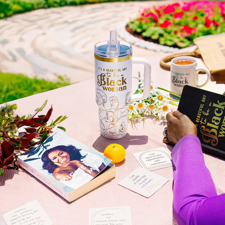 "Iconic Ivory" HydraLock™ Leakproof Tumbler – 40oz – It's a Beautiful Day to Be a Black Woman | PRE-ORDER SHIPS 9/28/26 - 10/12/26