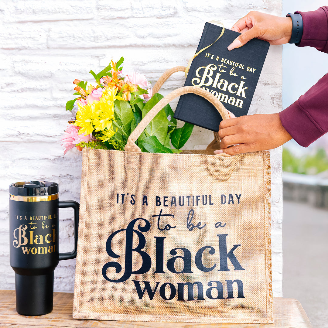 Jute Tote Bag – “It’s a Beautiful Day to Be a Black Woman”