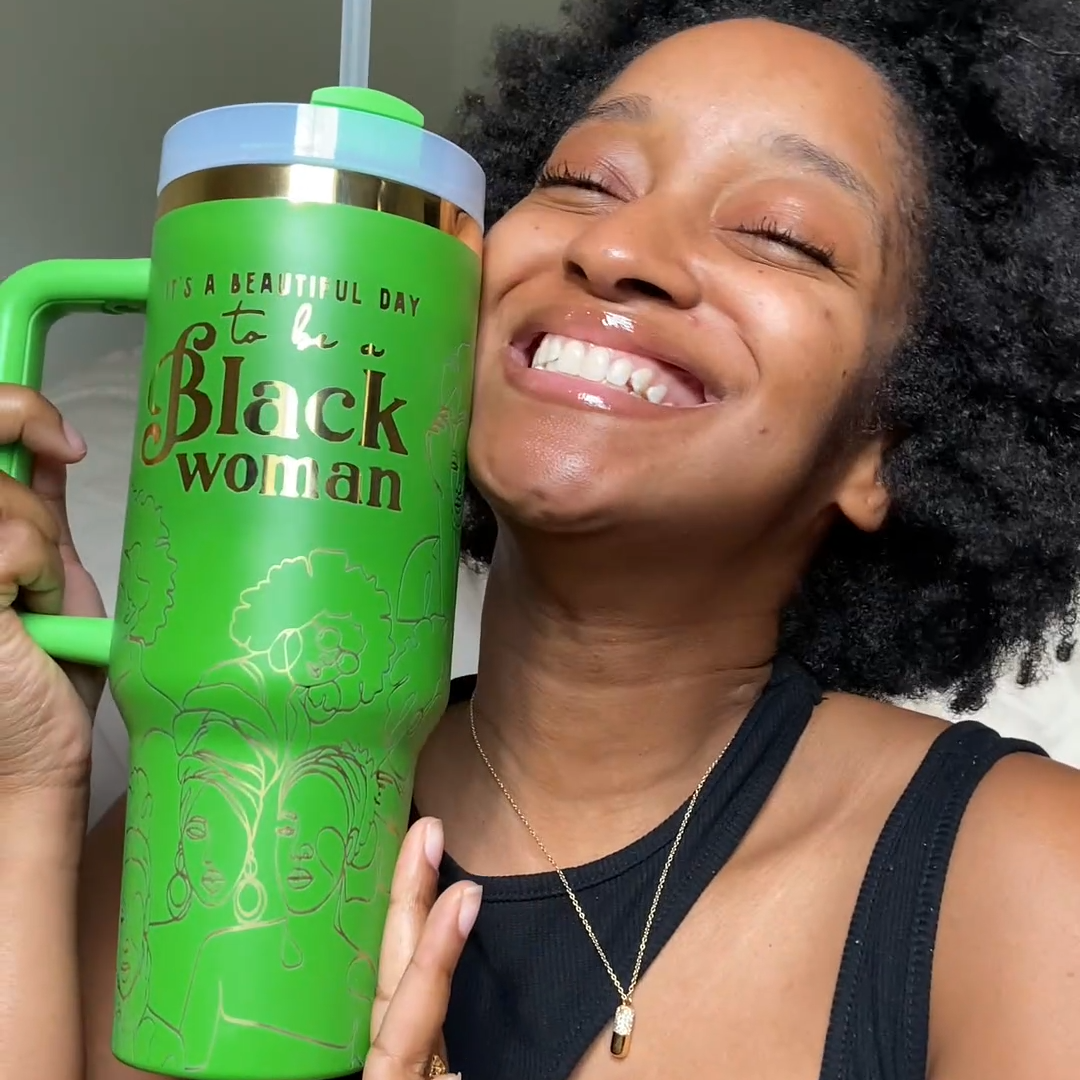 "Legacy Green" 30oz Insulated Tumbler – “It’s a Beautiful Day to Be a Black Woman”