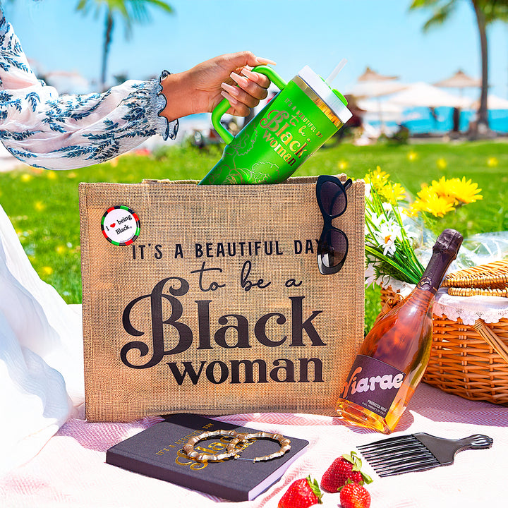 "Legacy Green" 40oz Insulated Tumbler – “It’s a Beautiful Day to Be a Black Woman”