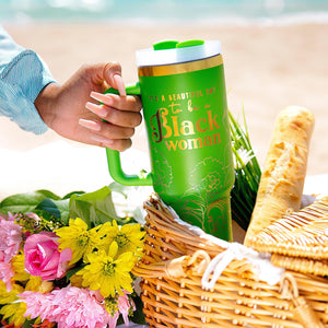 "Legacy Green" FlowSip™ Insulated Tumbler – 40oz – It's a Beautiful Day to Be a Black Woman | PRE-ORDER SHIPS 9/28/26 - 10/12/26