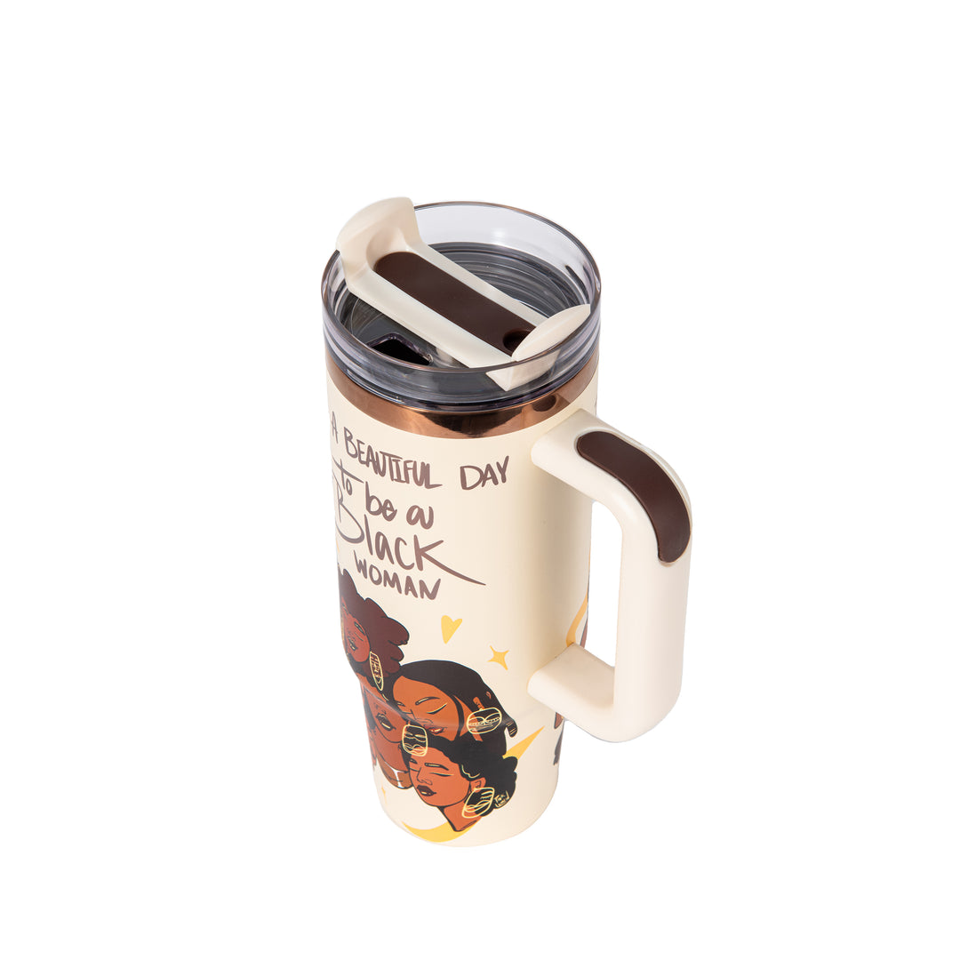 Limited Edition "Crème Brûlée" Cream FlowSip™ Insulated Tumbler – Pinklomein x Cecilia's House