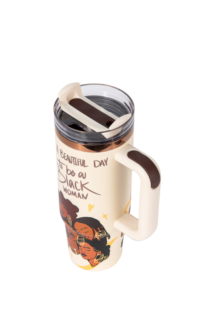 Limited Edition "Crème Brûlée" Cream FlowSip™ Insulated Tumbler – Pinklomein x Cecilia's House