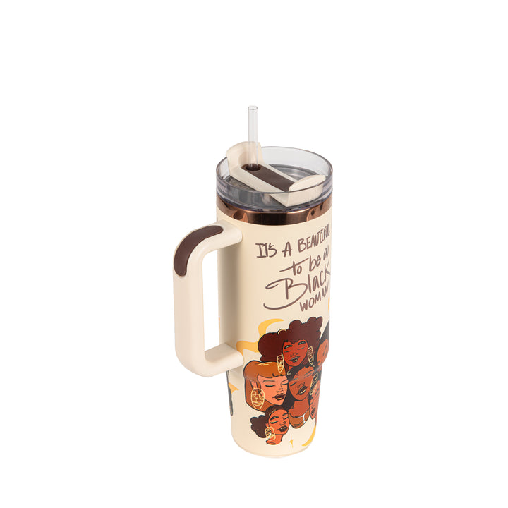 Limited Edition "Crème Brûlée" Cream FlowSip™ Insulated Tumbler – Pinklomein x Cecilia's House