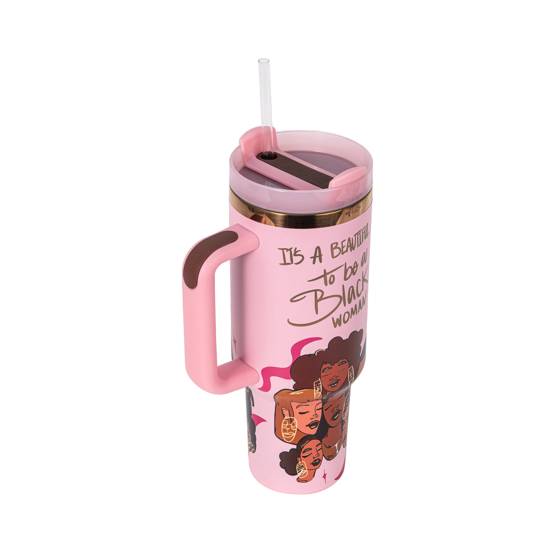 Limited Edition "Crème Brûlée" Pink FlowSip™ Insulated Tumbler – Pinklomein x Cecilia's House