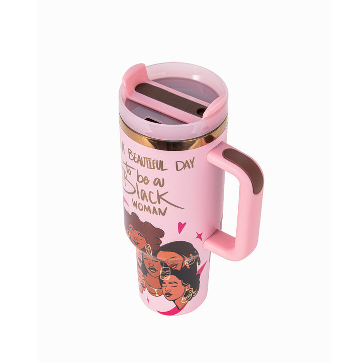 Limited Edition "Crème Brûlée" Pink FlowSip™ Insulated Tumbler – Pinklomein x Cecilia's House