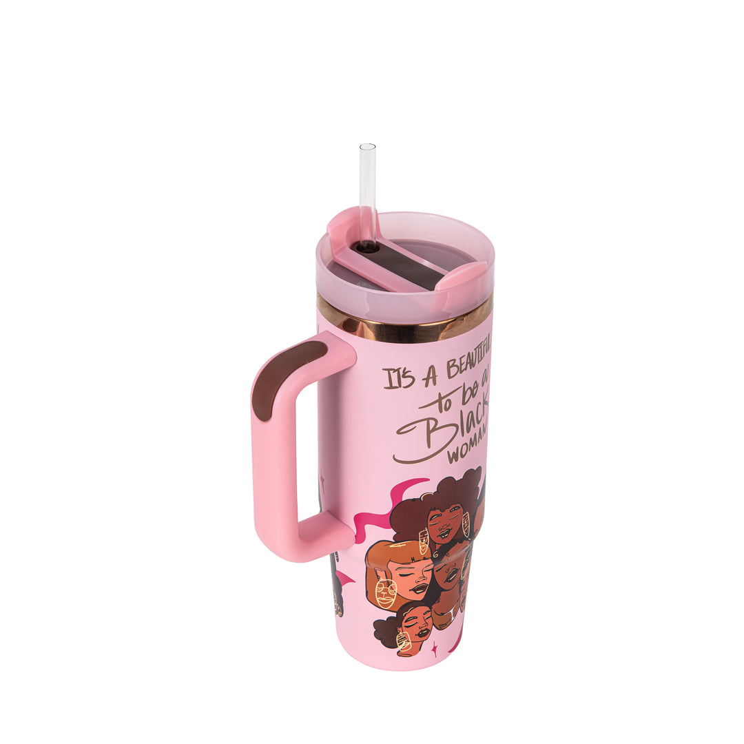 Limited Edition "Crème Brûlée" Pink FlowSip™ Insulated Tumbler – Pinklomein x Cecilia's House