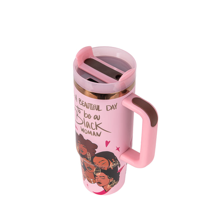 Limited Edition "Crème Brûlée" Pink FlowSip™ Insulated Tumbler – Pinklomein x Cecilia's House