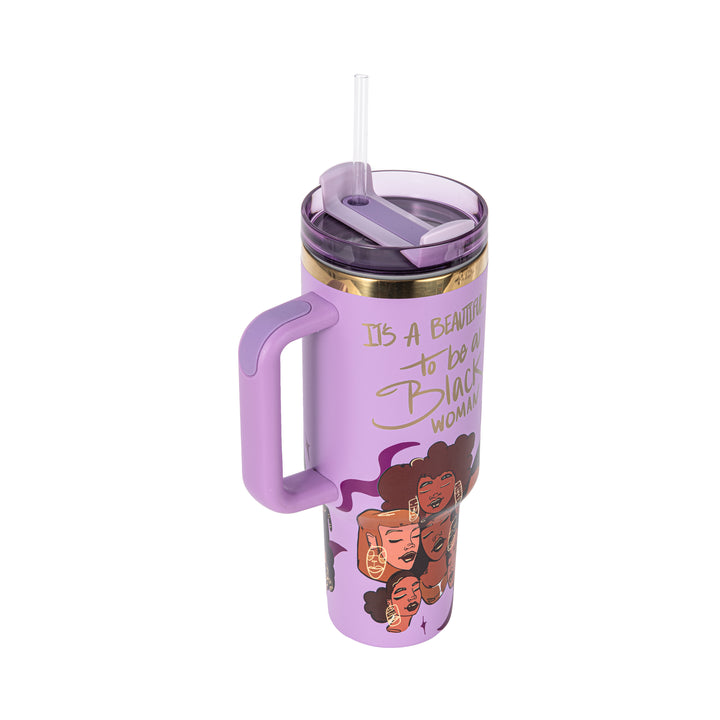 Limited Edition "Crème Brûlée" Purple FlowSip™ Insulated Tumbler – Pinklomein x Cecilia's House