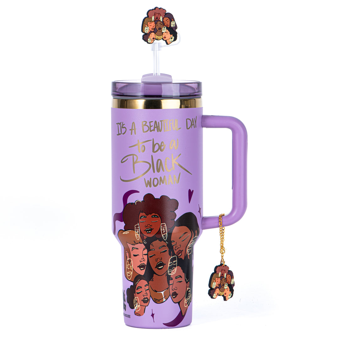 Limited Edition "Crème Brûlée" Purple FlowSip™ Insulated Tumbler – Pinklomein x Cecilia's House