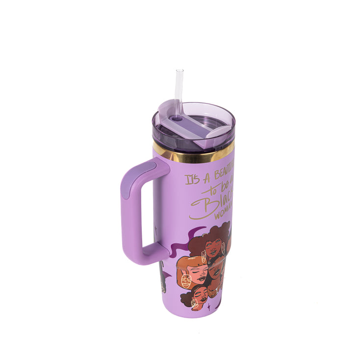 Limited Edition "Crème Brûlée" Purple FlowSip™ Insulated Tumbler – Pinklomein x Cecilia's House