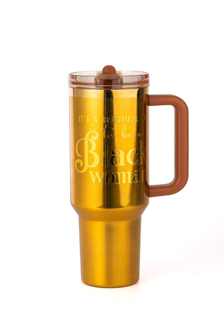 Limited Edition "Golden Goddess" HydraLock™ Leakproof Tumbler – 40oz – It's a Beautiful Day to Be a Black Woman