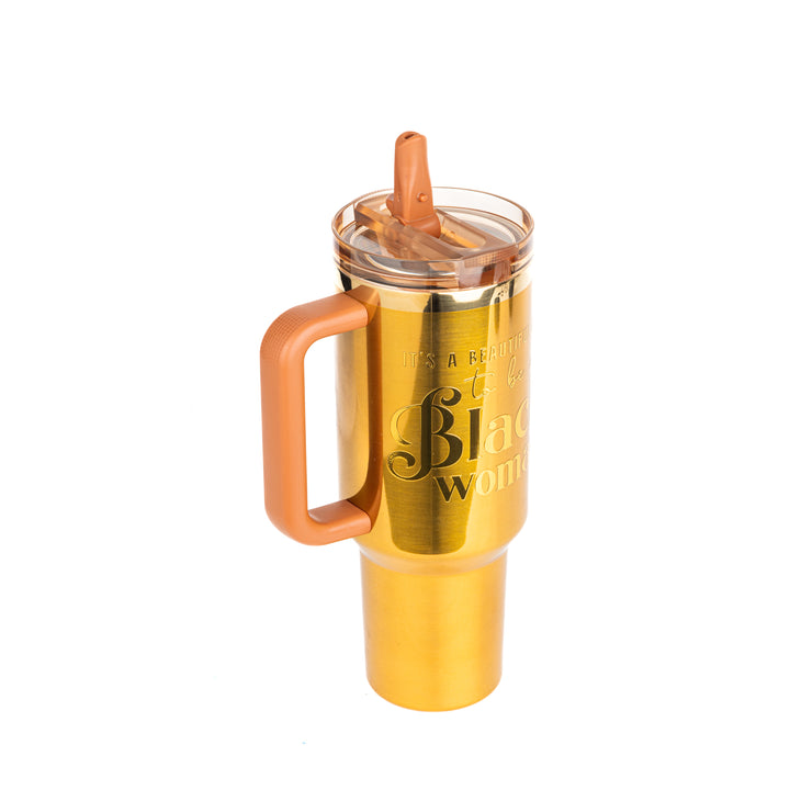 Limited Edition "Golden Goddess" HydraLock™ Leakproof Tumbler – 40oz – It's a Beautiful Day to Be a Black Woman