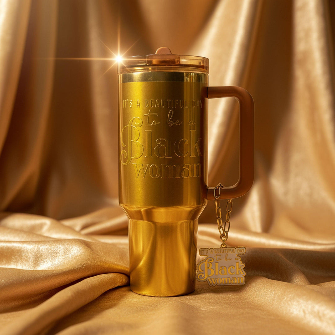 Limited Edition "Golden Goddess" HydraLock™ Leakproof Tumbler – 40oz – It's a Beautiful Day to Be a Black Woman