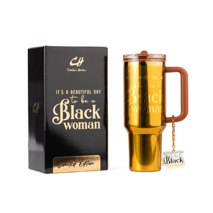 Limited Edition Golden Goddess Luxe HydraLock™ Leakproof Flip Straw Tumbler – 40oz