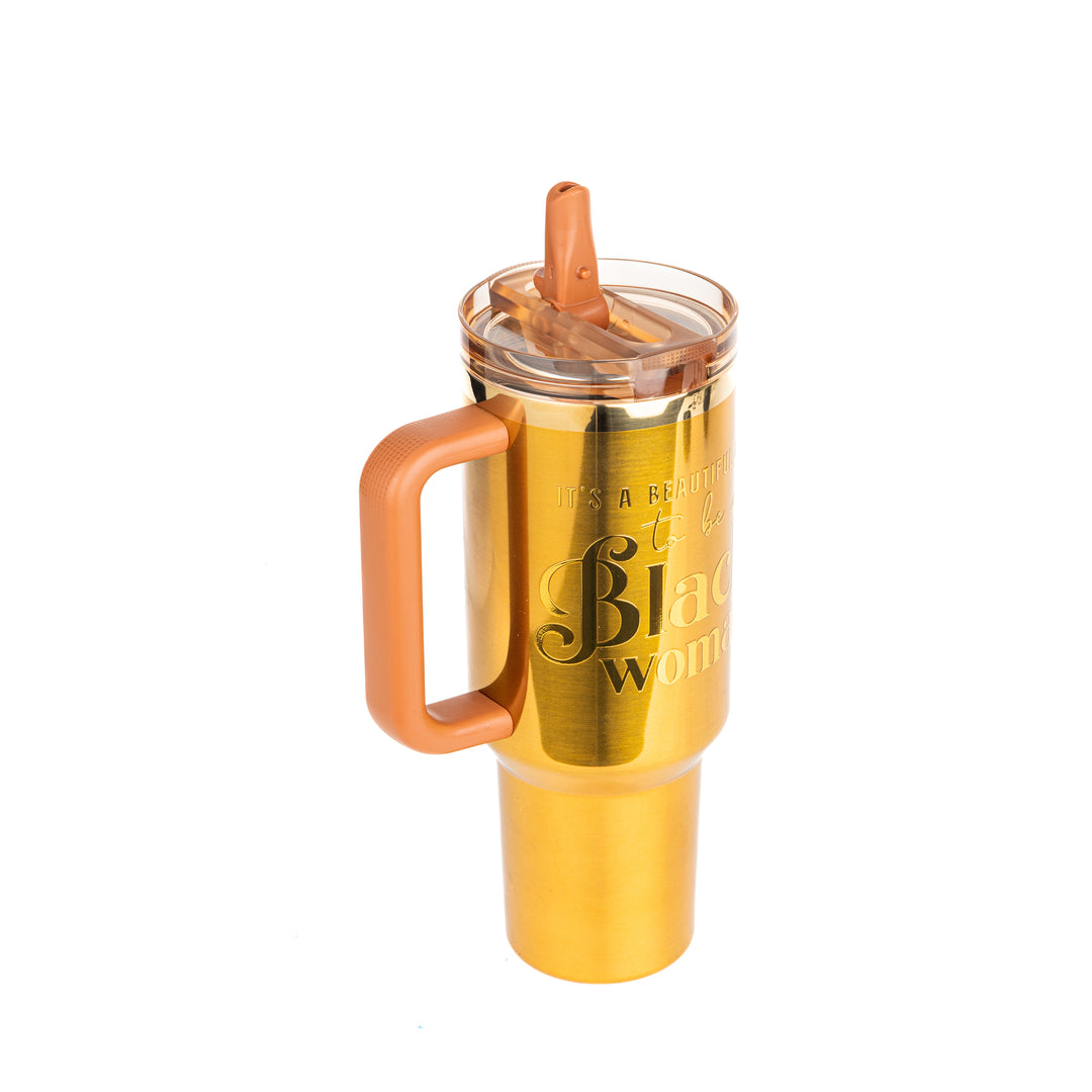 Limited Edition Golden Goddess Luxe HydraLock™ Leakproof Flip Straw Tumbler – 40oz