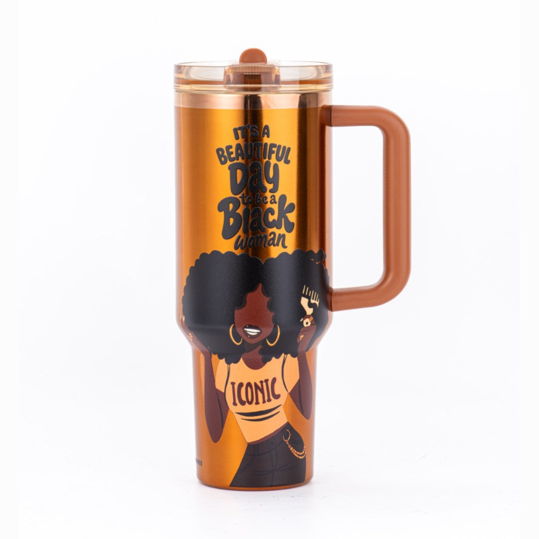 Limited Edition "Iconic" HydraLock™ Leakproof Tumbler – 40oz – It's a Beautiful Day to Be a Black Woman