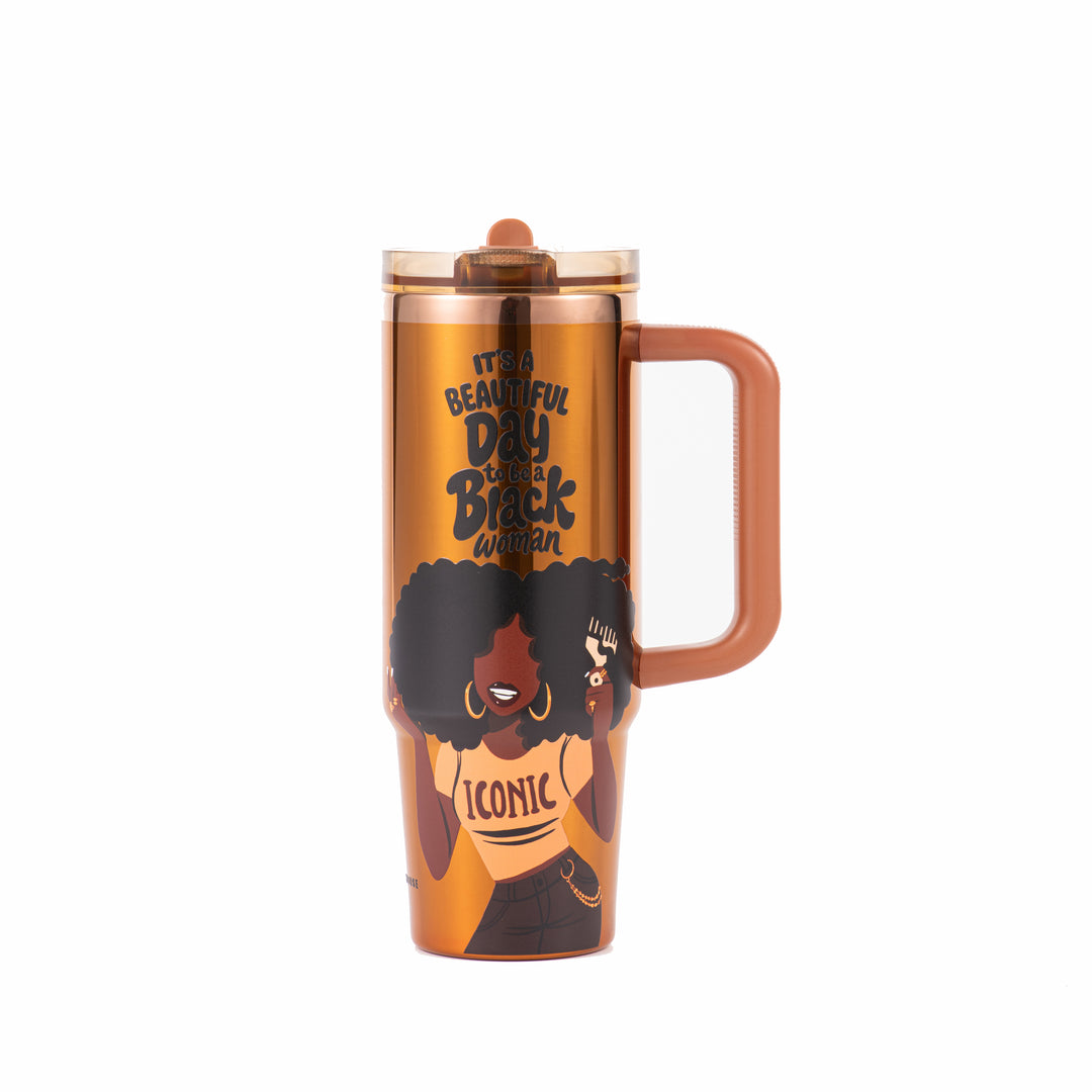 Limited Edition "Iconic" Luxe HydraLock™ Leakproof Tumbler – It's a Beautiful Day to Be a Black Woman
