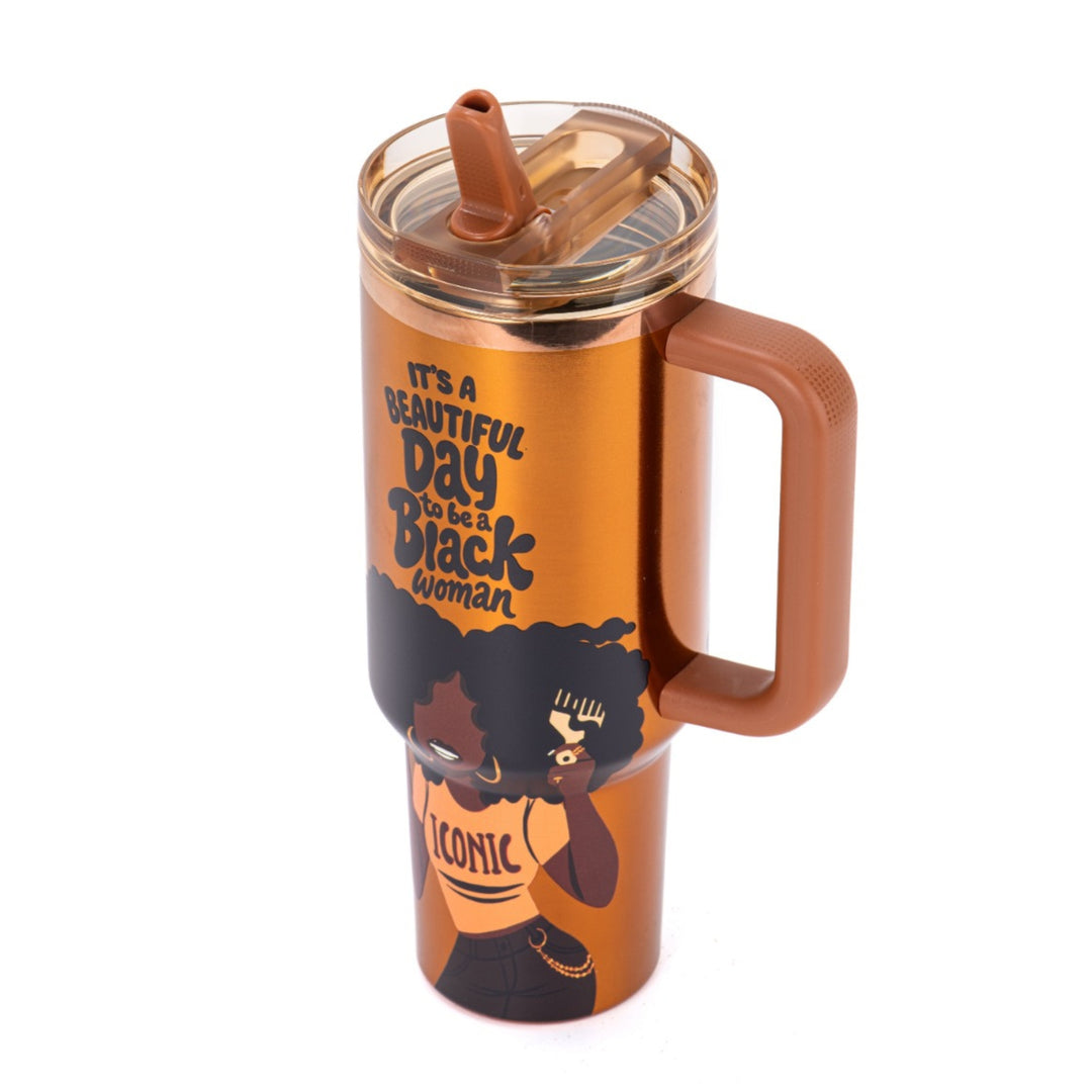 Limited Edition "Iconic" Luxe HydraLock™ Leakproof Tumbler – It's a Beautiful Day to Be a Black Woman