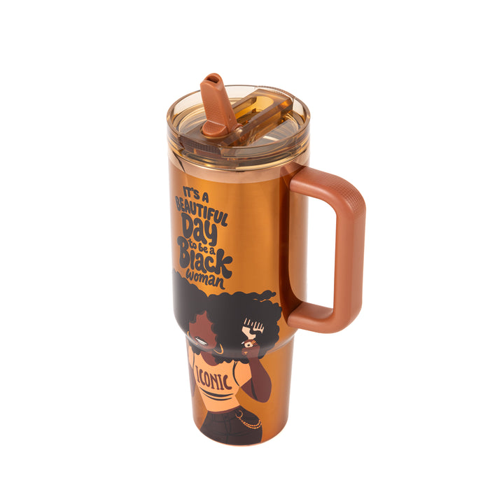Limited Edition "Iconic" Luxe HydraLock™ Leakproof Tumbler – It's a Beautiful Day to Be a Black Woman
