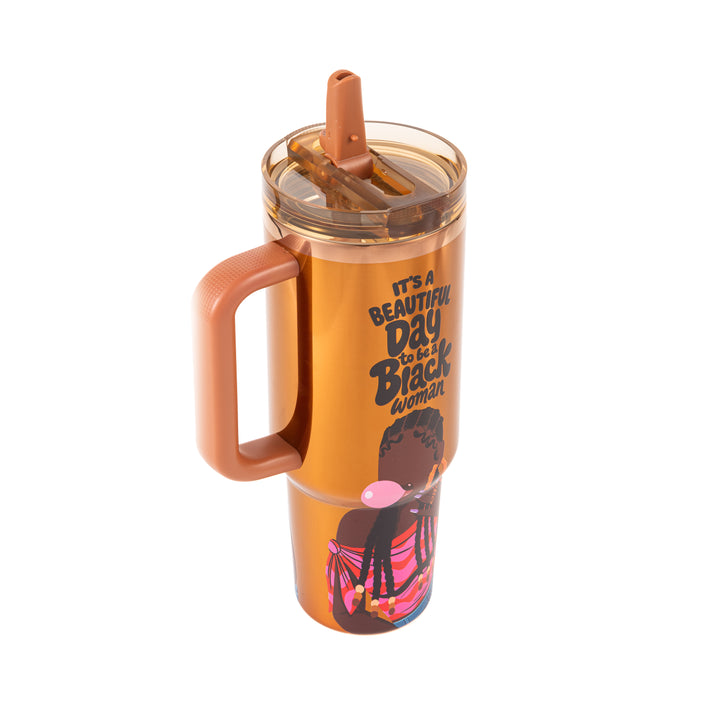 Limited Edition "Main Character" Luxe HydraLock™ Leakproof Tumbler – It's a Beautiful Day to Be a Black Woman
