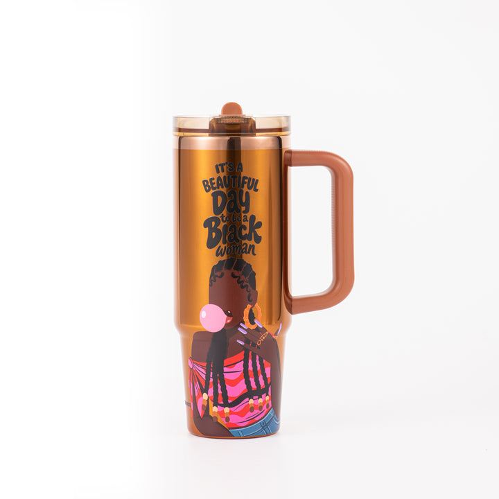 Limited Edition "Main Character" Luxe HydraLock™ Leakproof Tumbler – It's a Beautiful Day to Be a Black Woman