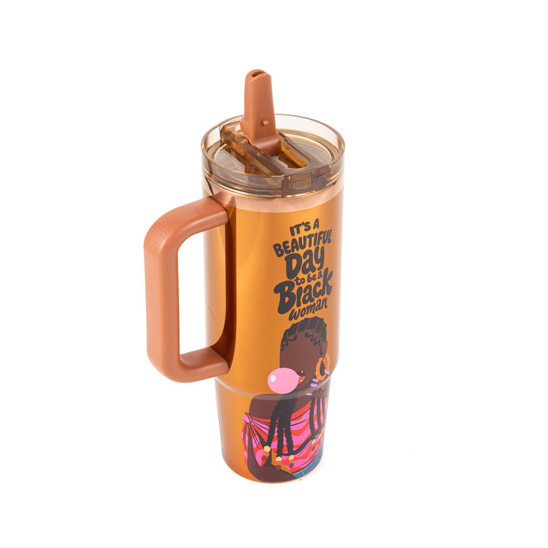 Limited Edition "Main Character" Luxe HydraLock™ Leakproof Tumbler – It's a Beautiful Day to Be a Black Woman