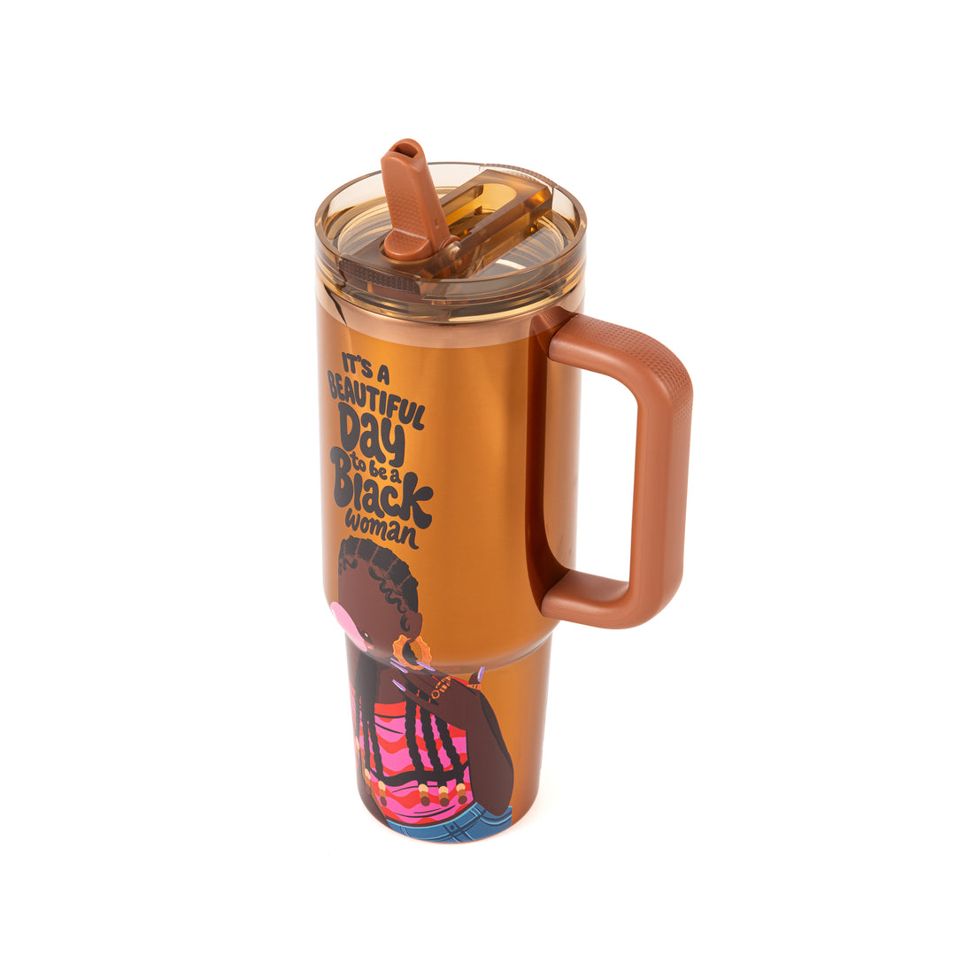 Limited Edition "Main Character" Luxe HydraLock™ Leakproof Tumbler – It's a Beautiful Day to Be a Black Woman