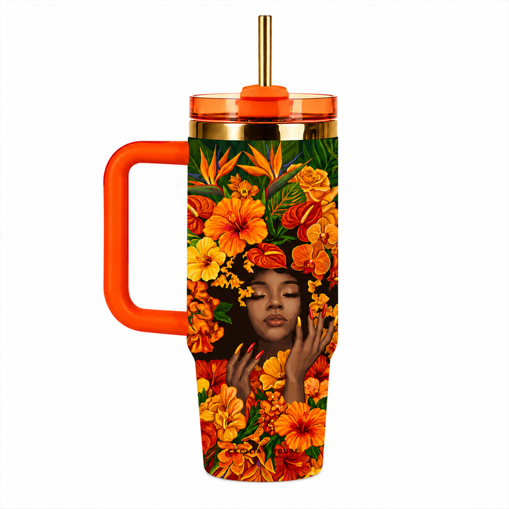 Marigold Muse Royalty Blossomed full-wrap FlowSip 30oz tumbler – front