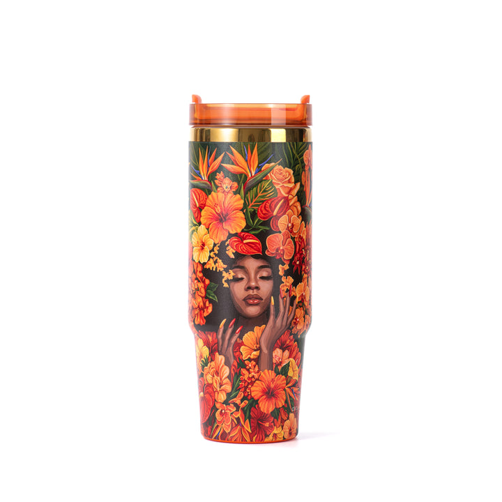 Marigold Muse "Royalty Blossomed" FlowSip™ Insulated Tumbler – 30oz – It's a Beautiful Day to Be a Black Woman